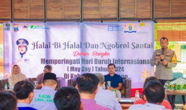 Perayaan-May-Day,-Kapolres-Lumajang-Ngobrol-Santai-Bersama-Serikat-Buruh