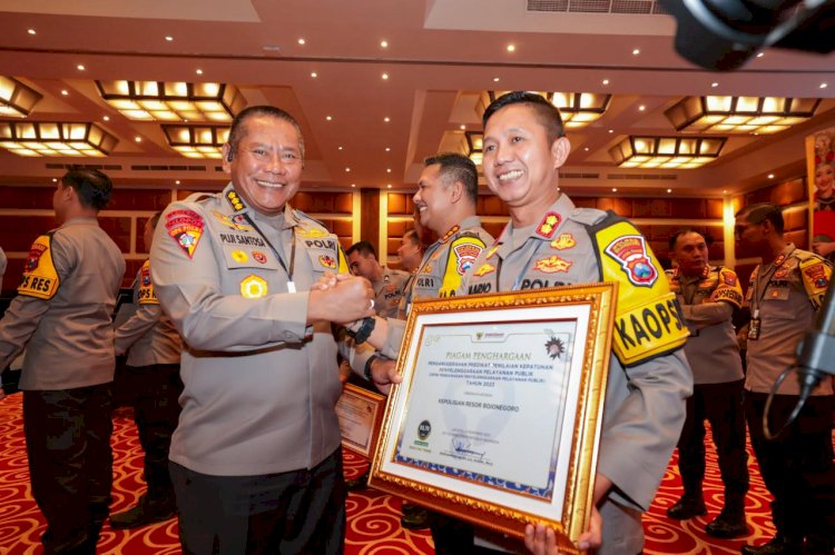 Polres Bojonegoro Raih Penghargaan Penganugerahan Predikat Penilaian Kepatuhan dari Ombudsman RI