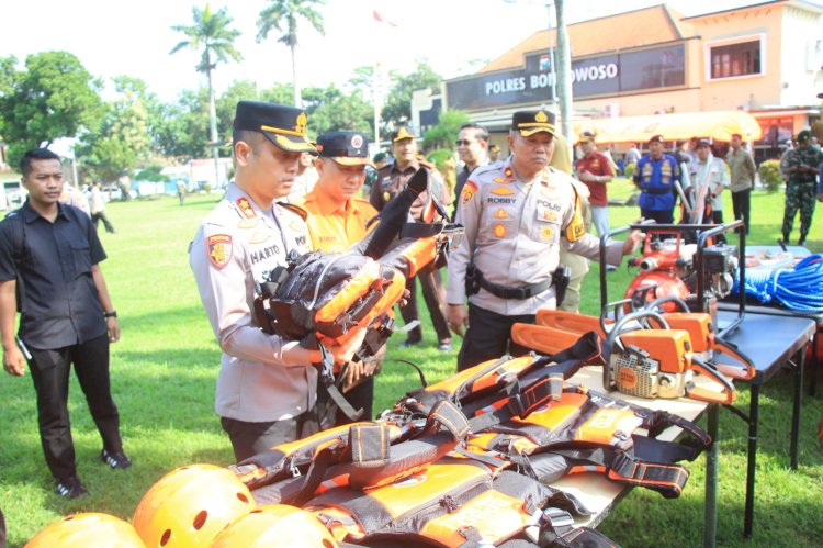 Polres Bondowoso bersama BPBD Siapkan Personel Tangani Bencana Hidrometeorologi